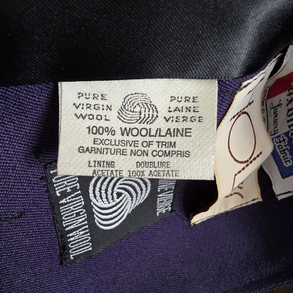 HOLLY’S Saxonia 100% Virgin Wool Long Trench Coat Purple Belted Vintage England - Picture 10 of 14